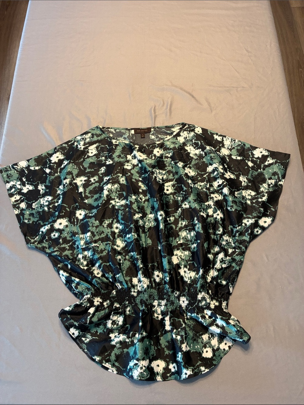 The Limited Black Teal and White Smocked-Waist Floral Tunic - Picture 1 of 2